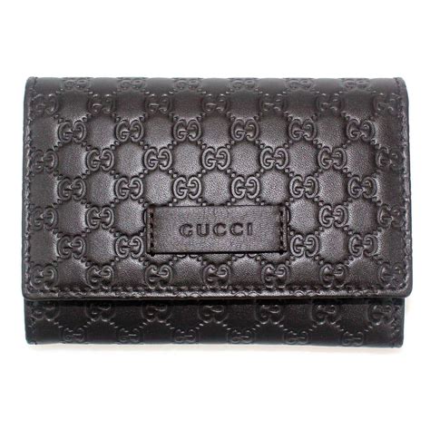 gucci brown leather wallet purse cardholder made in italy|checkered gucci wallet.